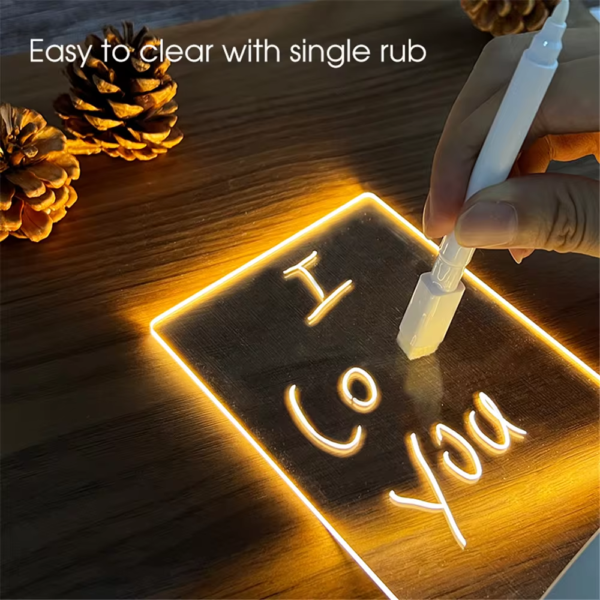 Transparent Luminous LED Night Lights USB Luminous Acrylic Night Light Erasable Write Message Board Calendar Desktop Ornaments - Image 2