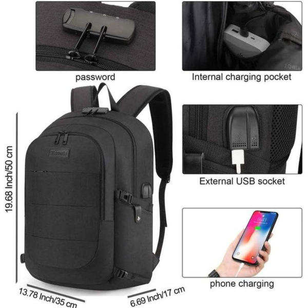 Travel Laptop Backpack Water Resistant Anti-Theft W/ USB Charging Port & Lock Fits up to 15.6" Laptop - Image 2