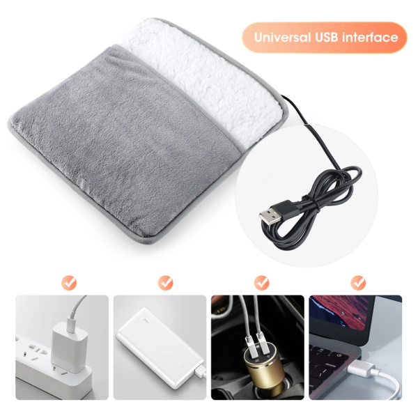 Winter Electric Foot Heating Pad USB Charging Soft Plush Washable Foot Warmer Heater Improve Sleeping Household Foot Warming Mat - Image 5