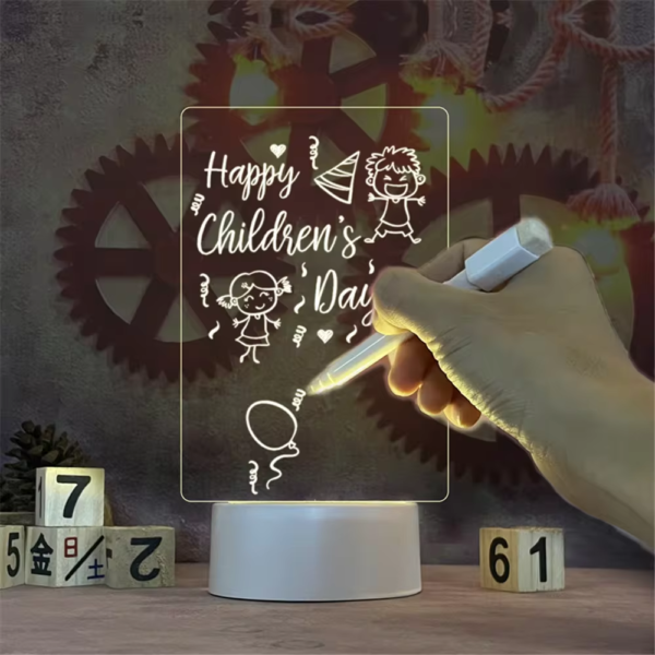 Transparent Luminous LED Night Lights USB Luminous Acrylic Night Light Erasable Write Message Board Calendar Desktop Ornaments - Image 4