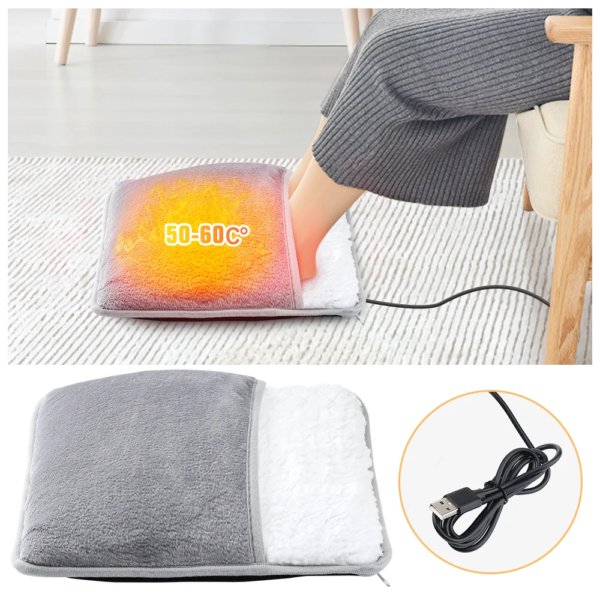 Winter Electric Foot Heating Pad USB Charging Soft Plush Washable Foot Warmer Heater Improve Sleeping Household Foot Warming Mat - Image 2