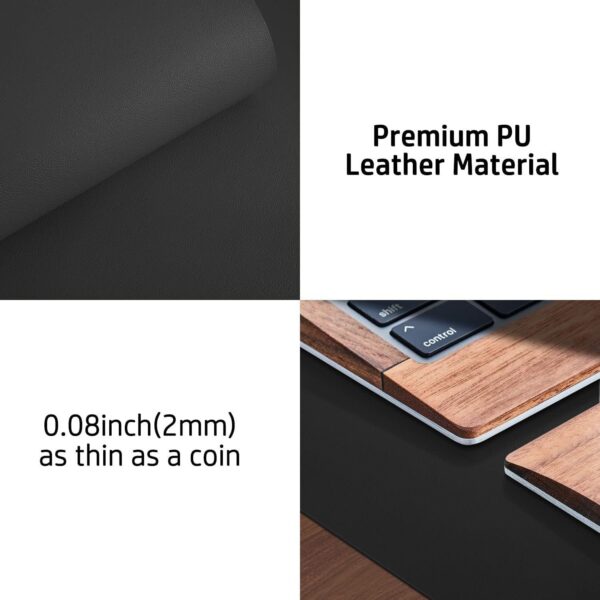 Leather Desk Pad Protector,Mouse Pad,Office Desk Mat, Non-Slip PU Leather Desk Blotter,Laptop Desk Pad,Waterproof Desk Writing Pad for Office and Home (Black,31.5" X 15.7") - Image 8