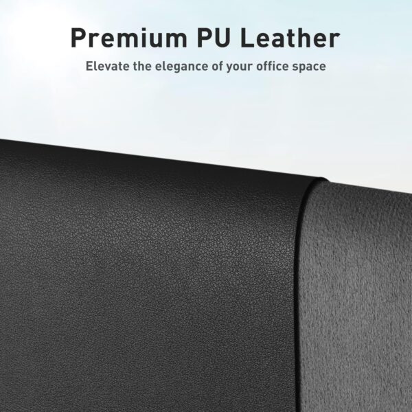 Leather Desk Pad Protector,Mouse Pad,Office Desk Mat, Non-Slip PU Leather Desk Blotter,Laptop Desk Pad,Waterproof Desk Writing Pad for Office and Home (Black,31.5" X 15.7") - Image 3