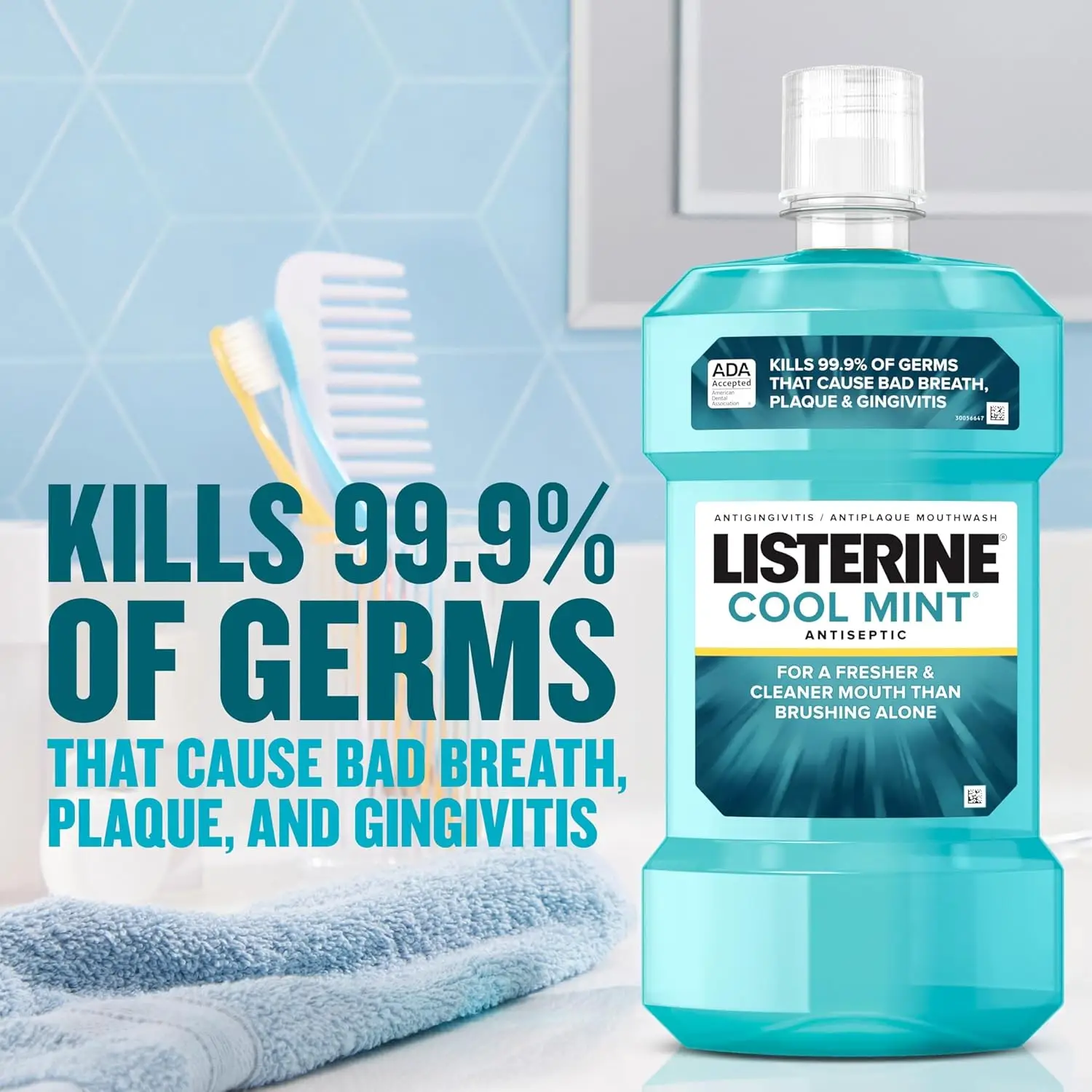 Listerine Cool Mint Antiseptic Mouthwash for Bad Breath, Plaque and Gingivitis, 250 Ml - Image 4